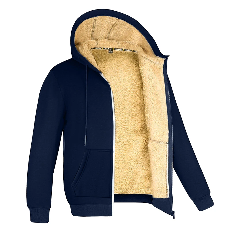 Winter Lambswool Coats Thicken Warm Jackets Long Sleeve Zipper Hoodies Casual Sports Fleece Black Coat Hooded Men Women Jacket - Image 2