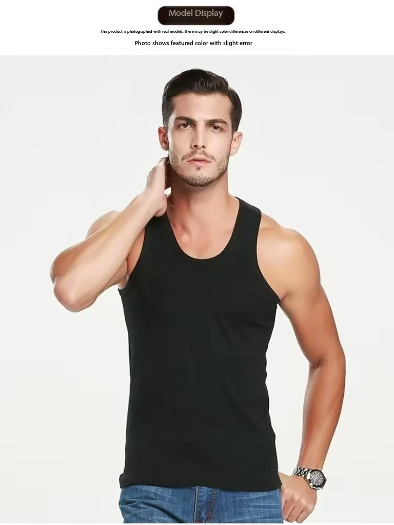 2025 New Men's Summer Lightweight Cotton Tight Vest Sports Casual Family Pajamas Outdoor Tight Top Breathable Quick Drying Vest - Image 4