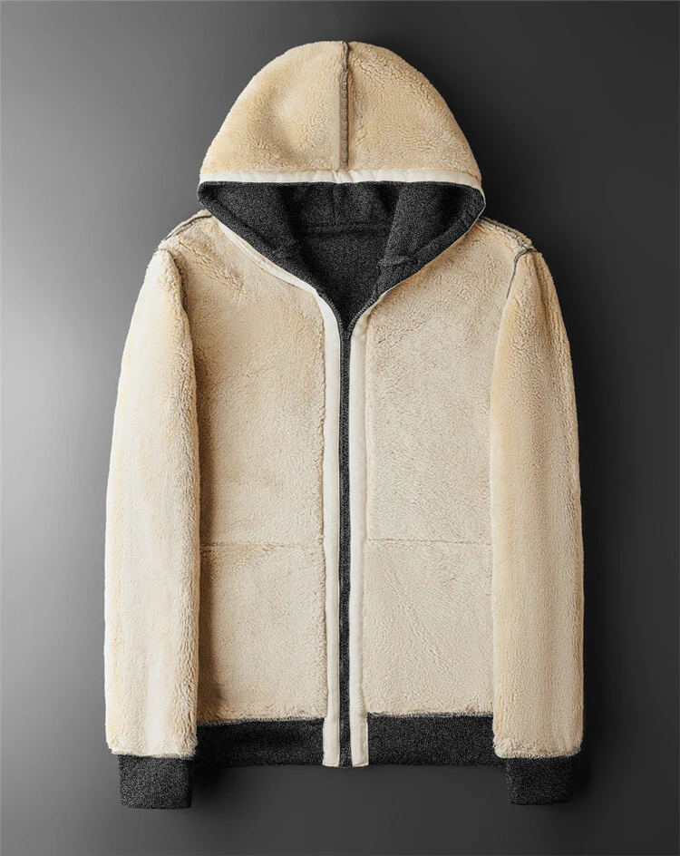 Winter Lambswool Coats Thicken Warm Jackets Long Sleeve Zipper Hoodies Casual Sports Fleece Black Coat Hooded Men Women Jacket - Image 6