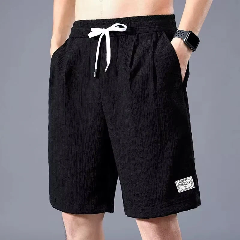 Lce Silk Shorts Men's Thin Sports Cropped Pants Loose Straight Leg Cool Breathable New Fashion Trend Casual XL-XXXL - Image 2