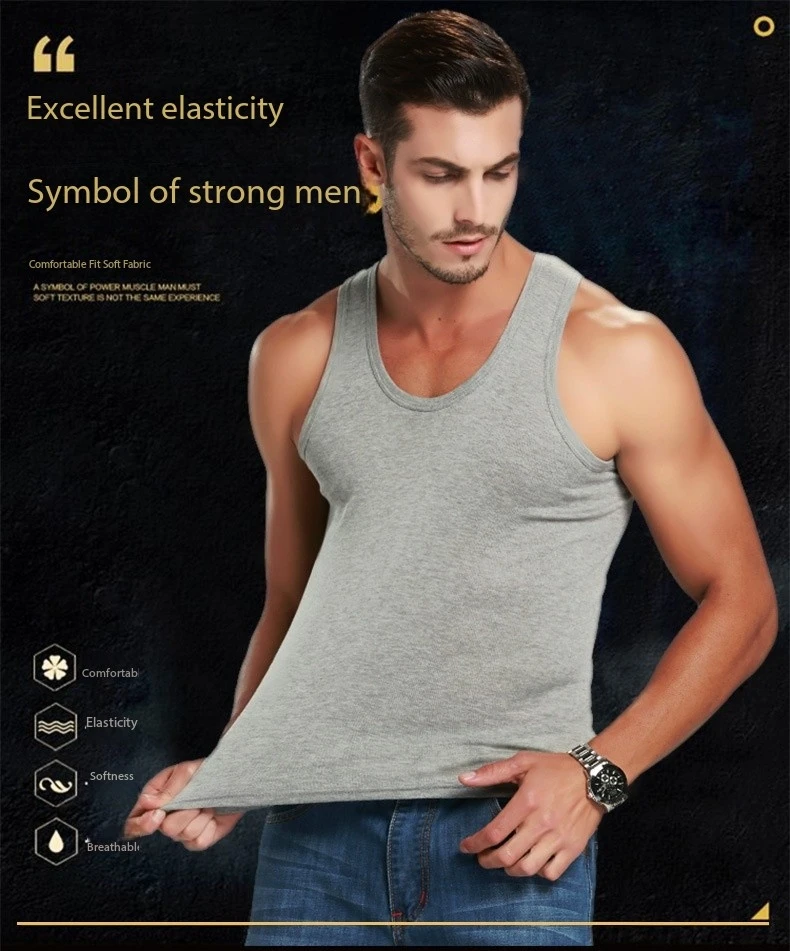 2025 New Men's Summer Lightweight Cotton Tight Vest Sports Casual Family Pajamas Outdoor Tight Top Breathable Quick Drying Vest - Image 5