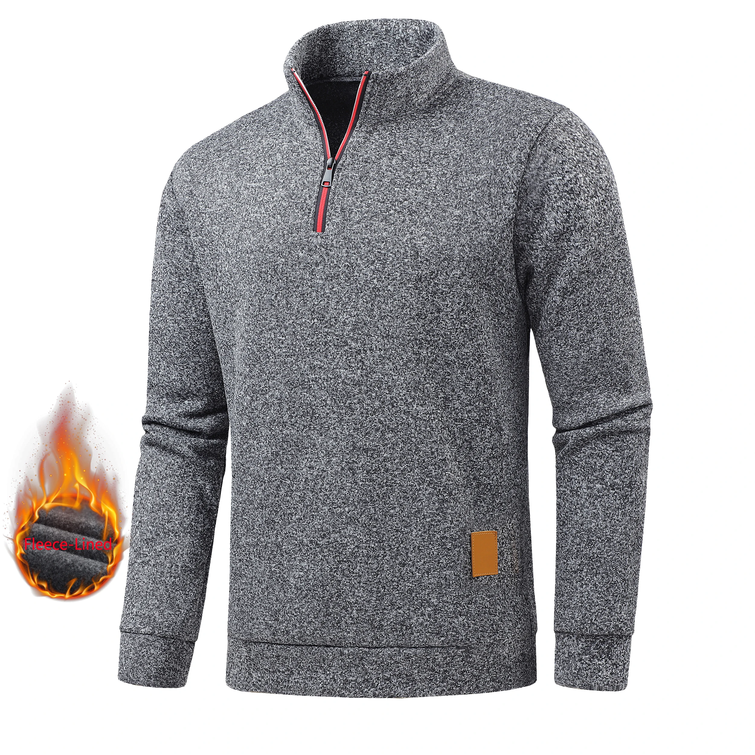 Autumn men's half-zip sweatshirts, long-sleeved solid color pullovers, turtlenecks, streetwear, winter warm jackets, sports coat