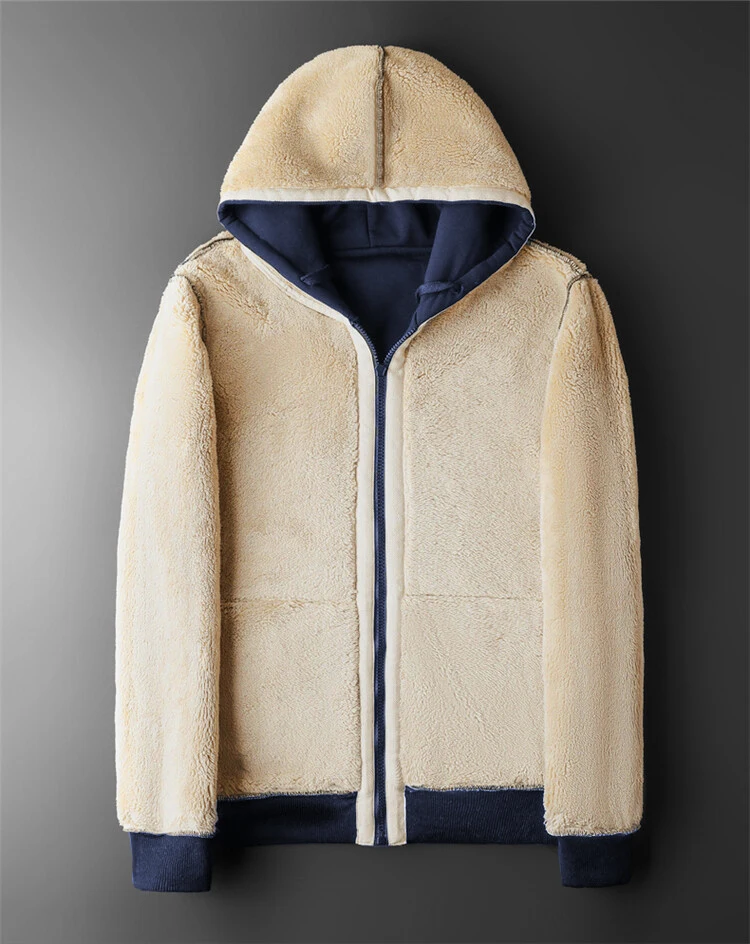 Winter Lambswool Coats Thicken Warm Jackets Long Sleeve Zipper Hoodies Casual Sports Fleece Black Coat Hooded Men Women Jacket - Image 5
